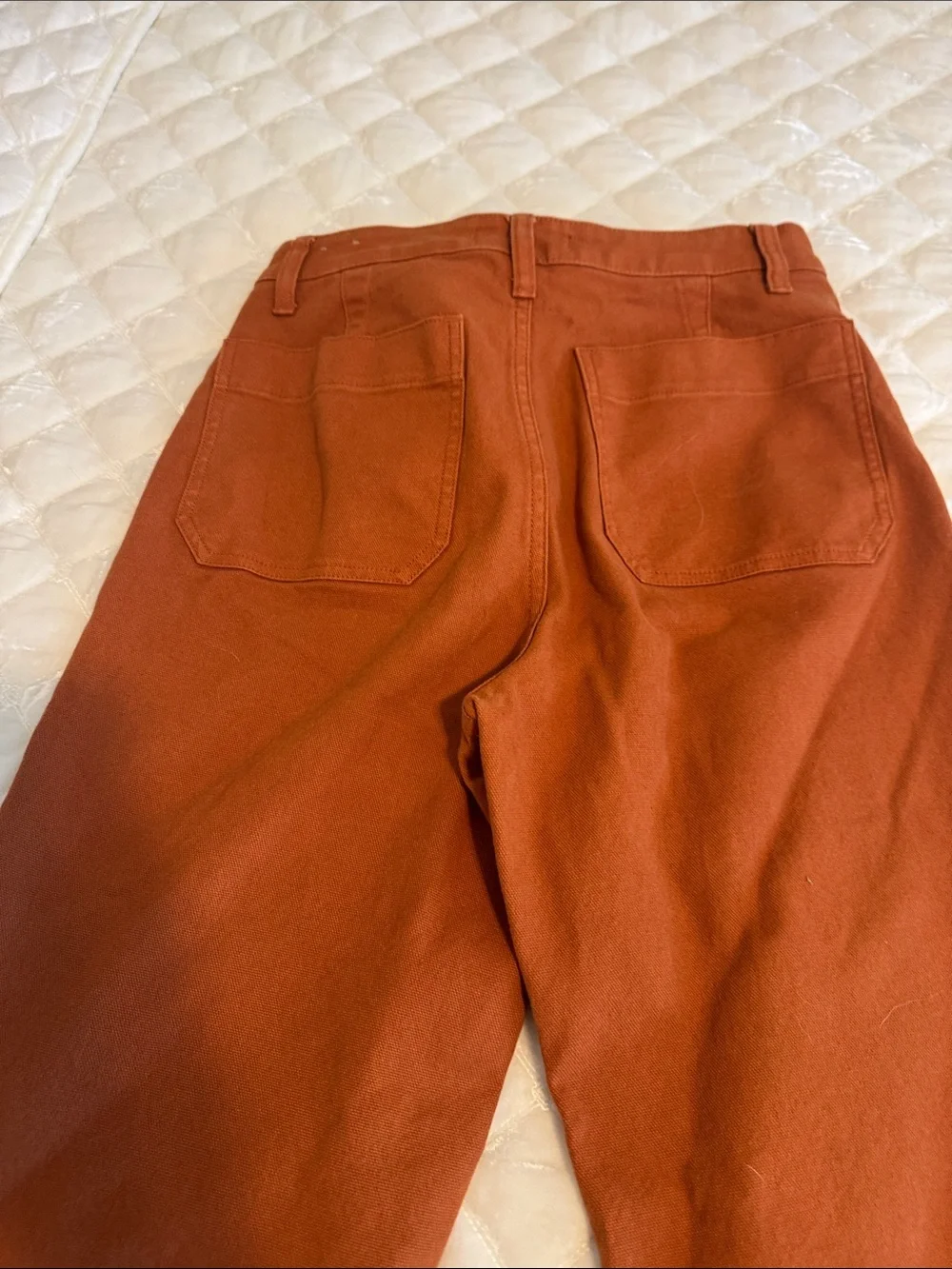 Madewell Slim Emmett  Wide Leg Crop Cotton Pants - Rust Orange